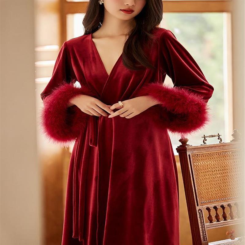 2025 New Style French Dressing Robe Bride High-End Feather Wedding ...