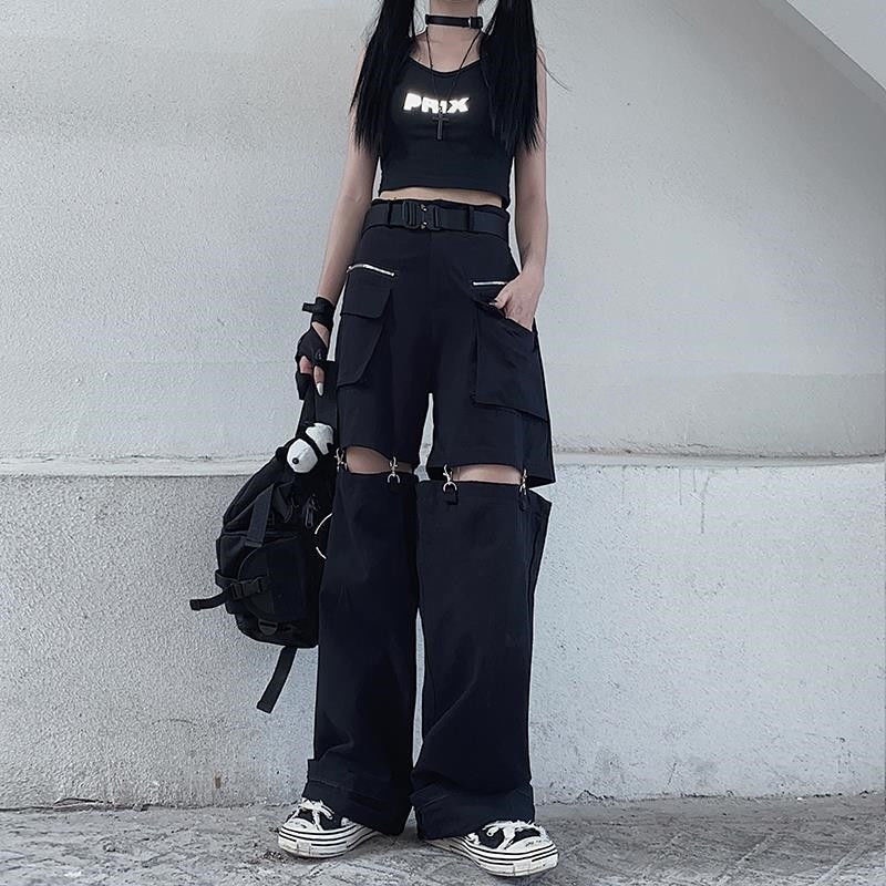 Y2K Cyber Punk Black Cargo Gothic Streetwear Oversize Wide Leg Vintage Pant main image 0