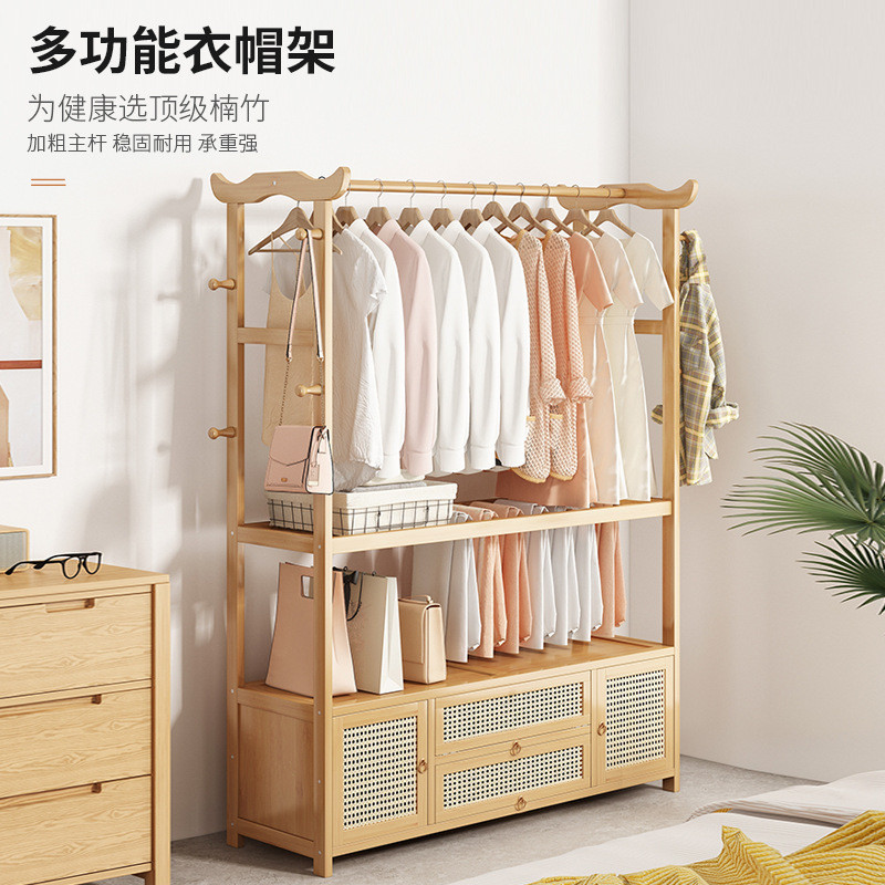 Floor Hanger Bedroom Rental Home Indoor Hanging Clothes Rack Solid Wood ...