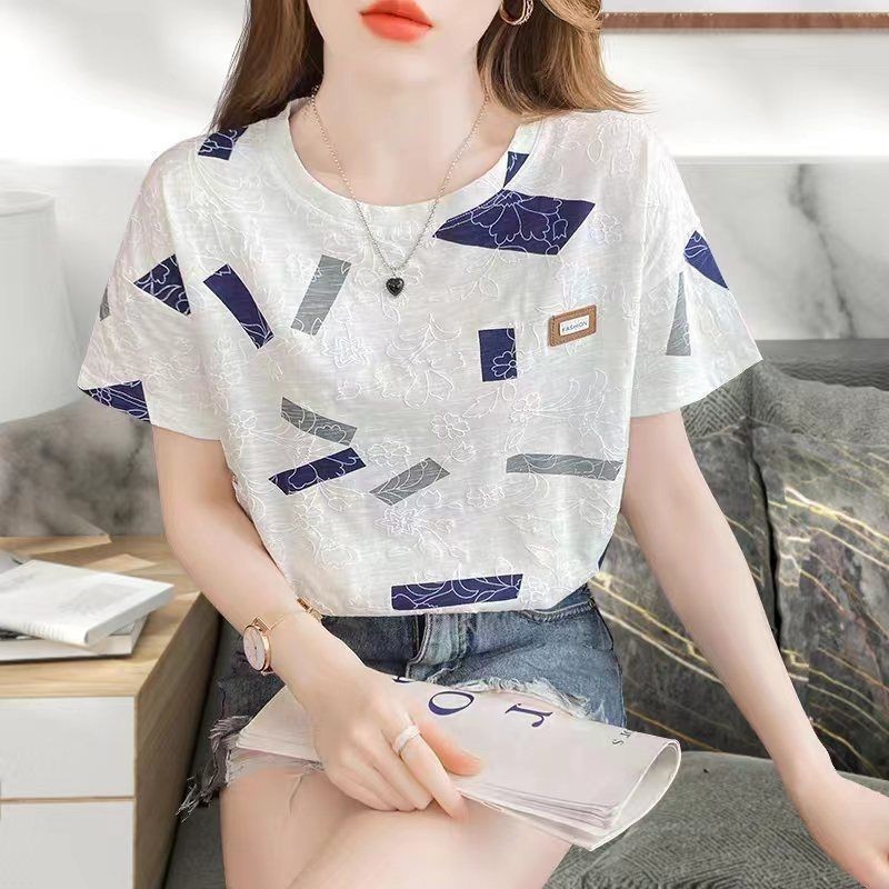 Summer Women New Style Korean Version Printed Design Fashion Loose Top ...