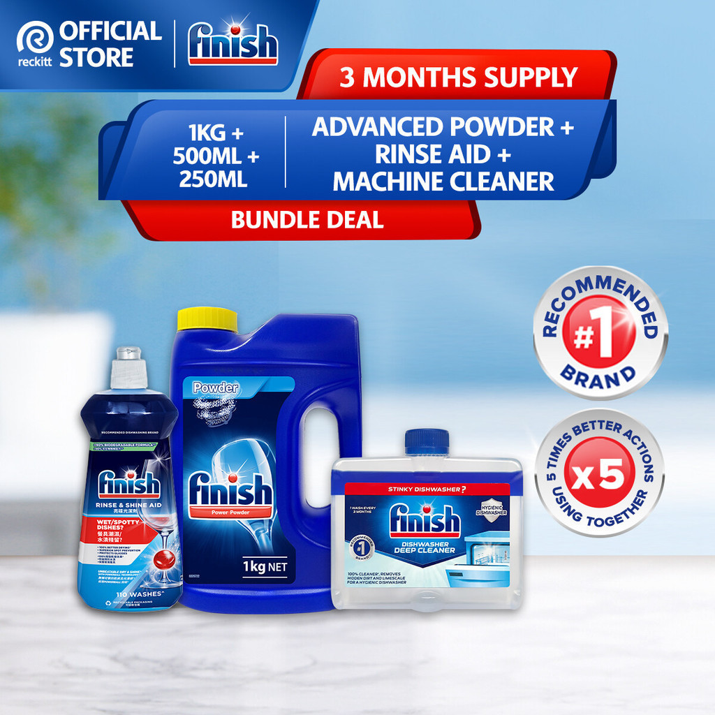 [Ultimate Cleaning Kit] Finish 1kg Powder + Rinse Aid + Machine Cleaner ...