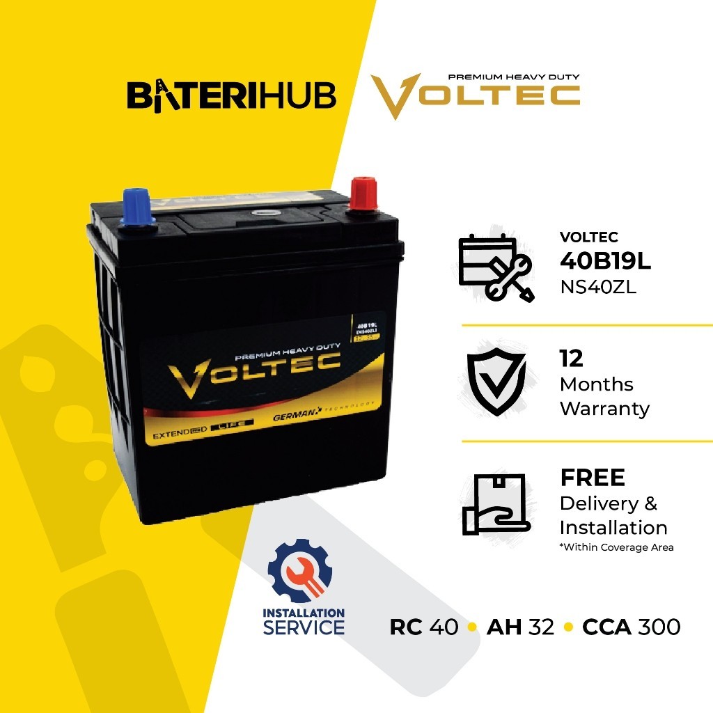 [Installation Provided] 40B19L Voltec Premium | Car Battery Myvi Bezza ...