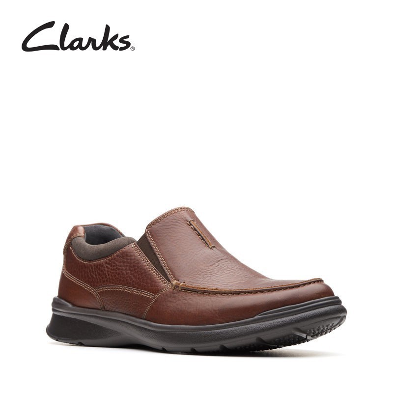 CLARKS Men s Formal Cotrell Free Tobacco Leather Loafers Shopee Malaysia