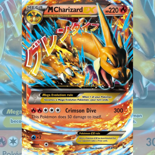 Mega ex M Charizard EX #013 tcg ptcg pokemon card free top loader and ...