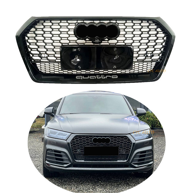 Rsq5 Mesh Front Bumper Grille With Bottom Frame Chrome Black Style For