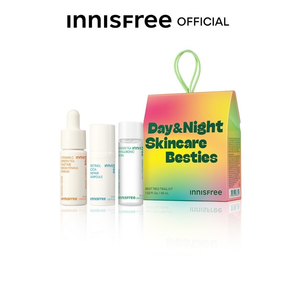 INNISFREE Best Trio Trial Kit Vitamin C Serum Green Tea Hyaluronic