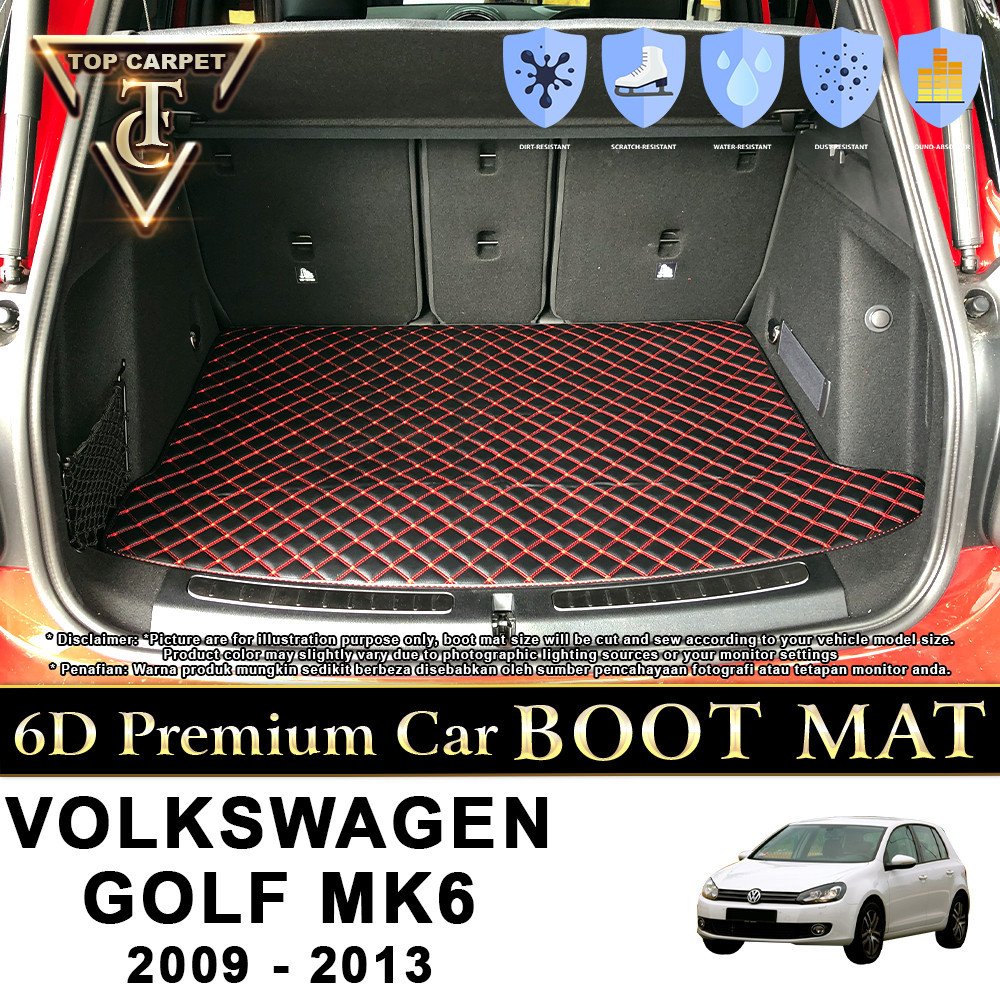 VW VOLKSWAGEN GOLF MK6 ( 2009 2013 )Car Boot Mat PU Leather Cargo Mat