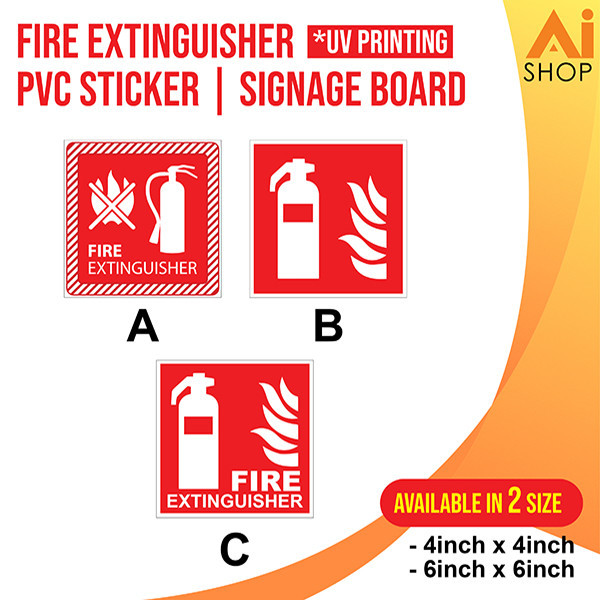 Fire Extinguisher PVC Sticker | Signage Board (UV Printed) | Pemadam ...