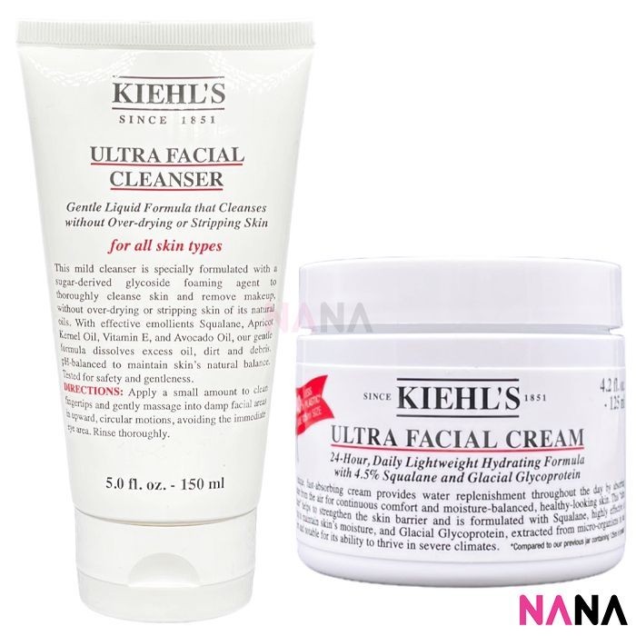 Kiehl's Ultra Facial Cleanser 150ml + Ultra Facial Cream 125ml | Shopee ...