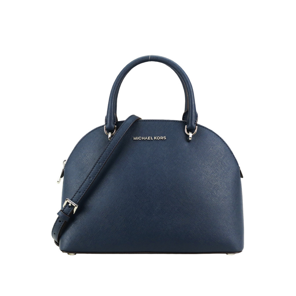 Michael Kors Emmy Large Dome Satchel Navy Blue Shopee Malaysia