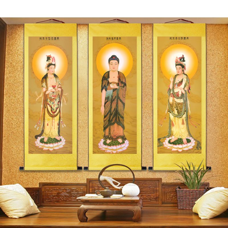Traditional Straw painting Buddha statue Amitabha, Western Straw Saints
