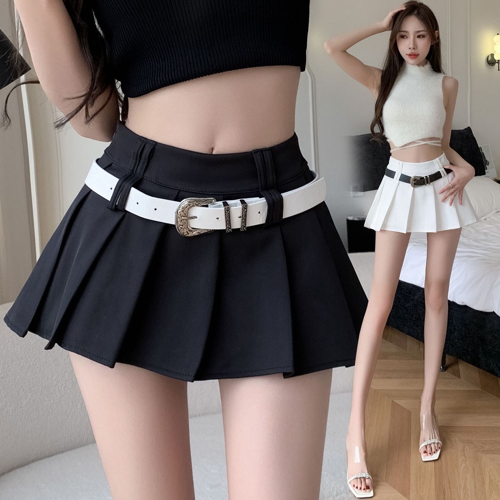 New High Waist Pleated Skirt A Line Sexy Mini Skirt 2024 Summer Female