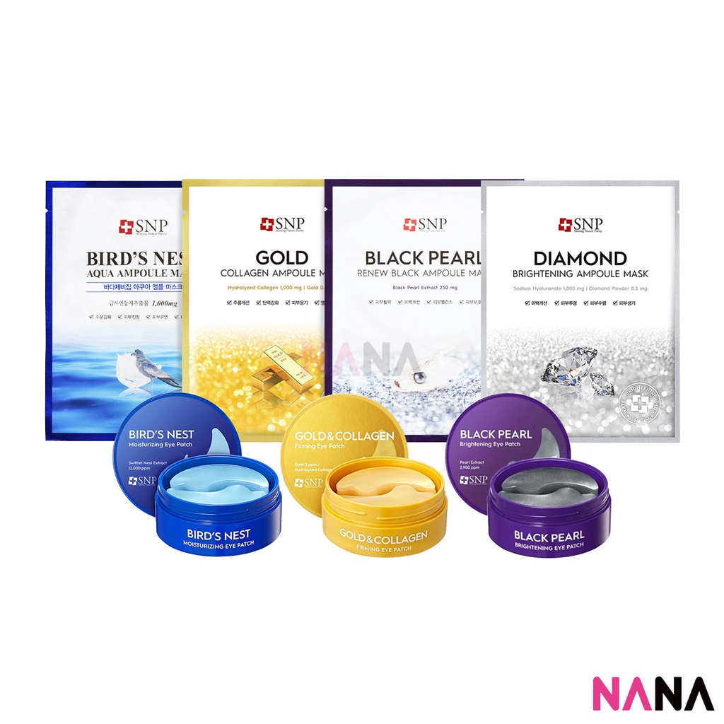 SNP Ampoule Masks and Eye Patch (Bird's Nest / Gold Collagen / Black