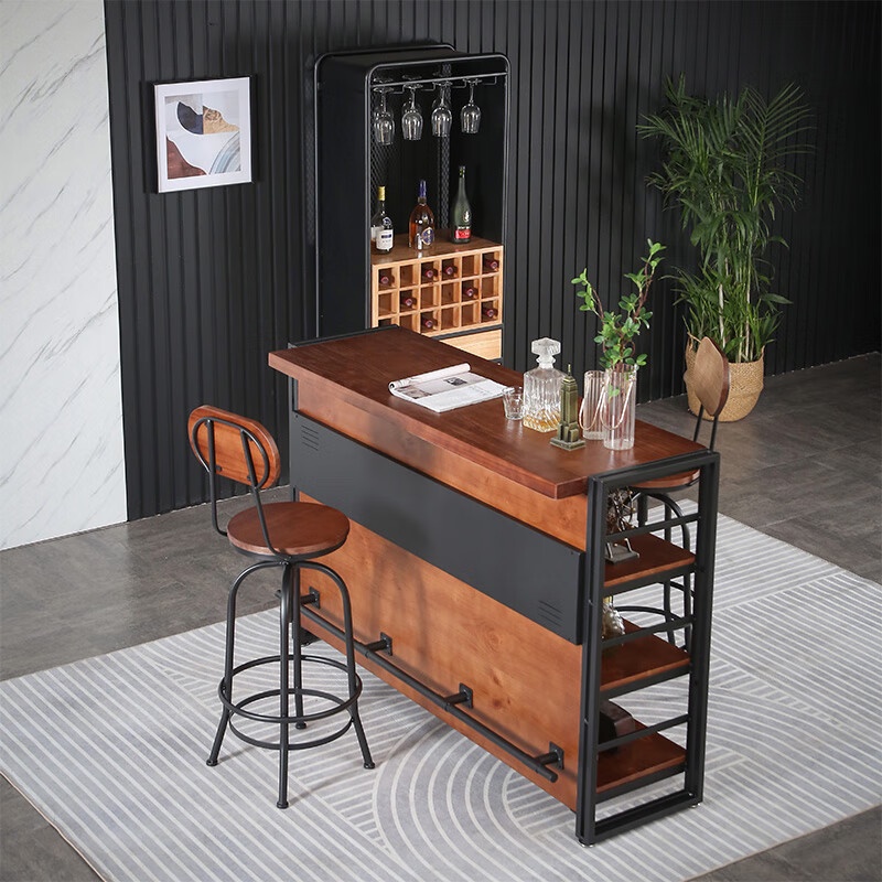 Get 7% coupon+gift】e Kimlee Industrial Style Solid Wood Bar Counter ...