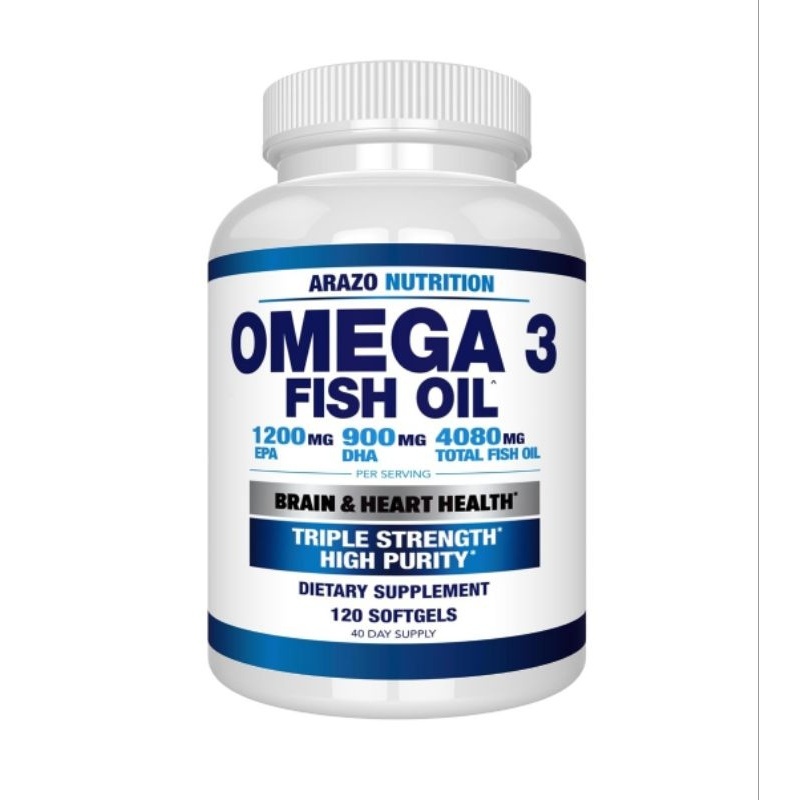 Arazo Nutrition Omega 3 Fish Oil 120 Softgels brain heart