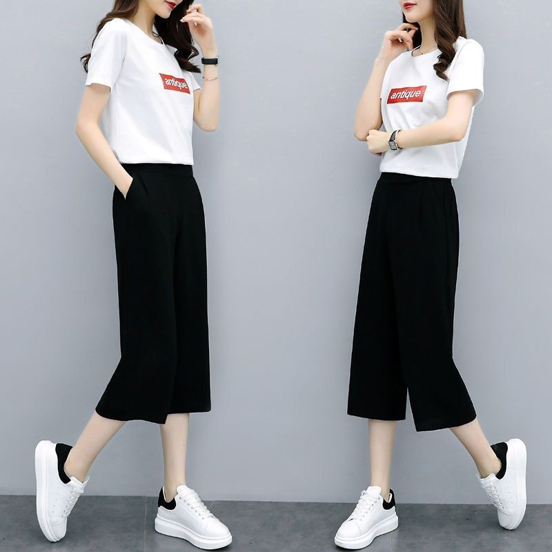 Cropped Pants Women Summer New Style ins Trendy Wide-Leg Pants High Waist  Slimmer Look Ice Silk Straight-Leg Pants Casual Cropped Pants Trendy