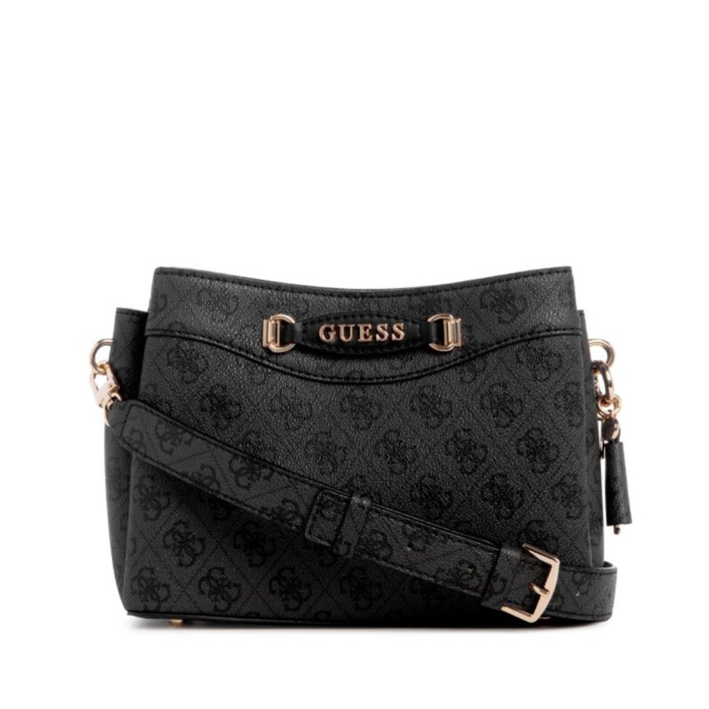 Guess Ladies Emera Logo Girlfriend Crossbody Top Zip Coal Logo Colour ...