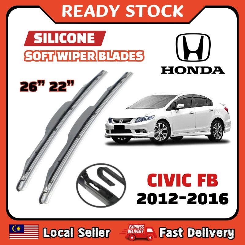 Front & Rear Windscreen Wiper Blades For Honda Civic 2012-2016 – Set Of 4, Unbranded