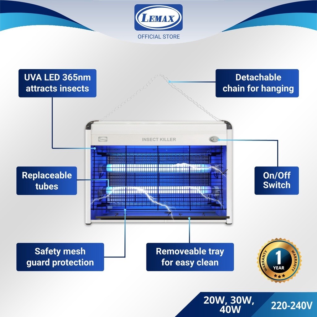 LEMAX Hanging Electric Insect Killer UV Mosquito Fly Trap Pembunuh ...