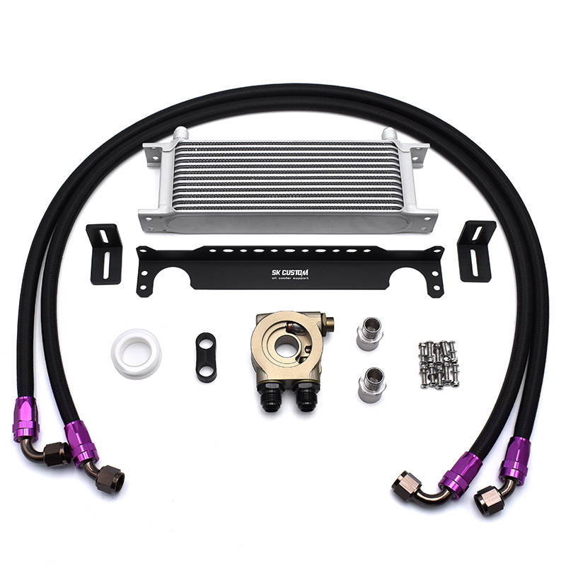 SK CUSTOM Universal 13 Row Engine Oil Cooling Radiator Kit Thermostat