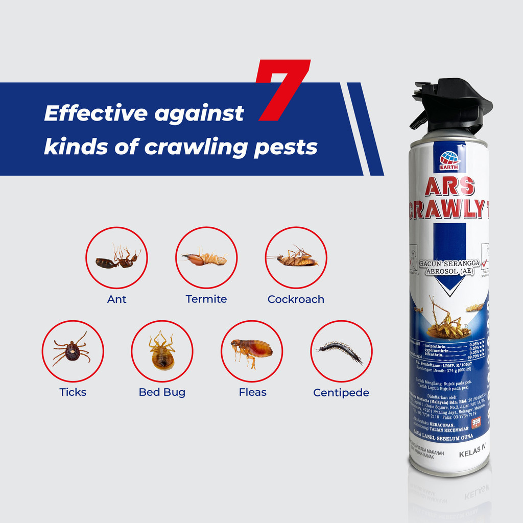 ARS 7 Crawling Insects & Cockroach Killer (600ml x2), Cockroach Colony ...