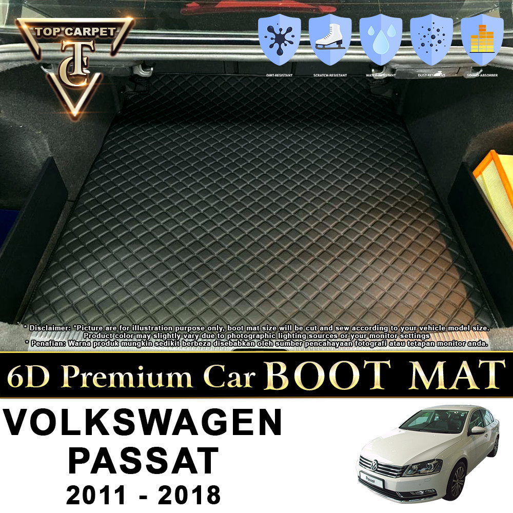 VW PASSAT B7 ( 2011 - 2018 ) Car Boot Mat PU Leather Cargo Mat Trunk ...