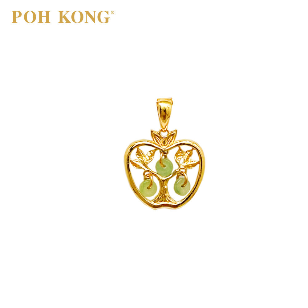 POH KONG Yellow Gold 916 22K Auspicious Prosperous Serenity Jade Pendant Shopee Malaysia