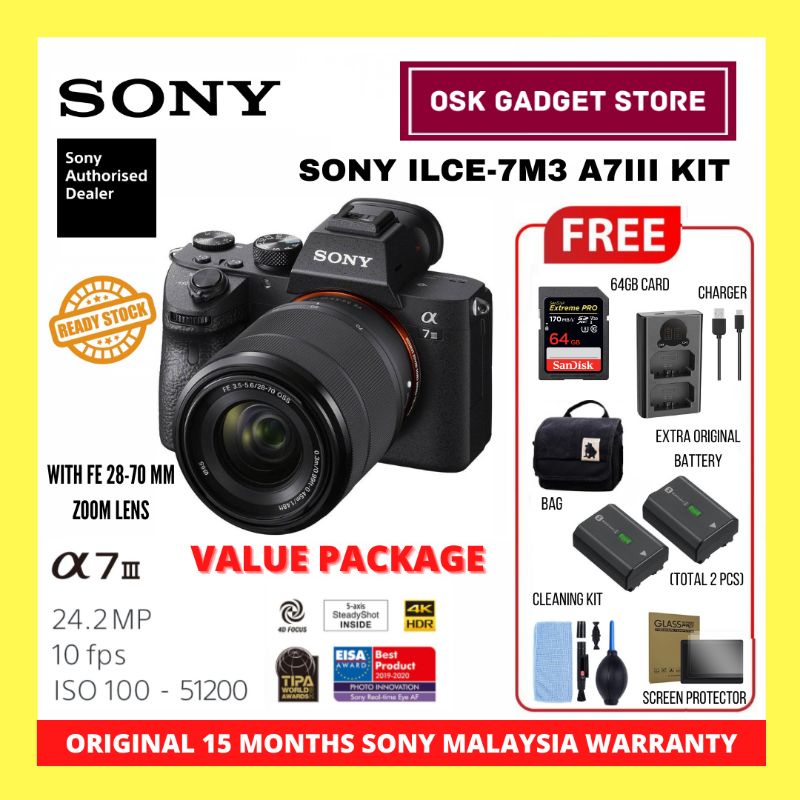 Sony ILCE-7M3 7M3 A7III A7M3 24MP 4K UHD Full Frame Camera | Value ...