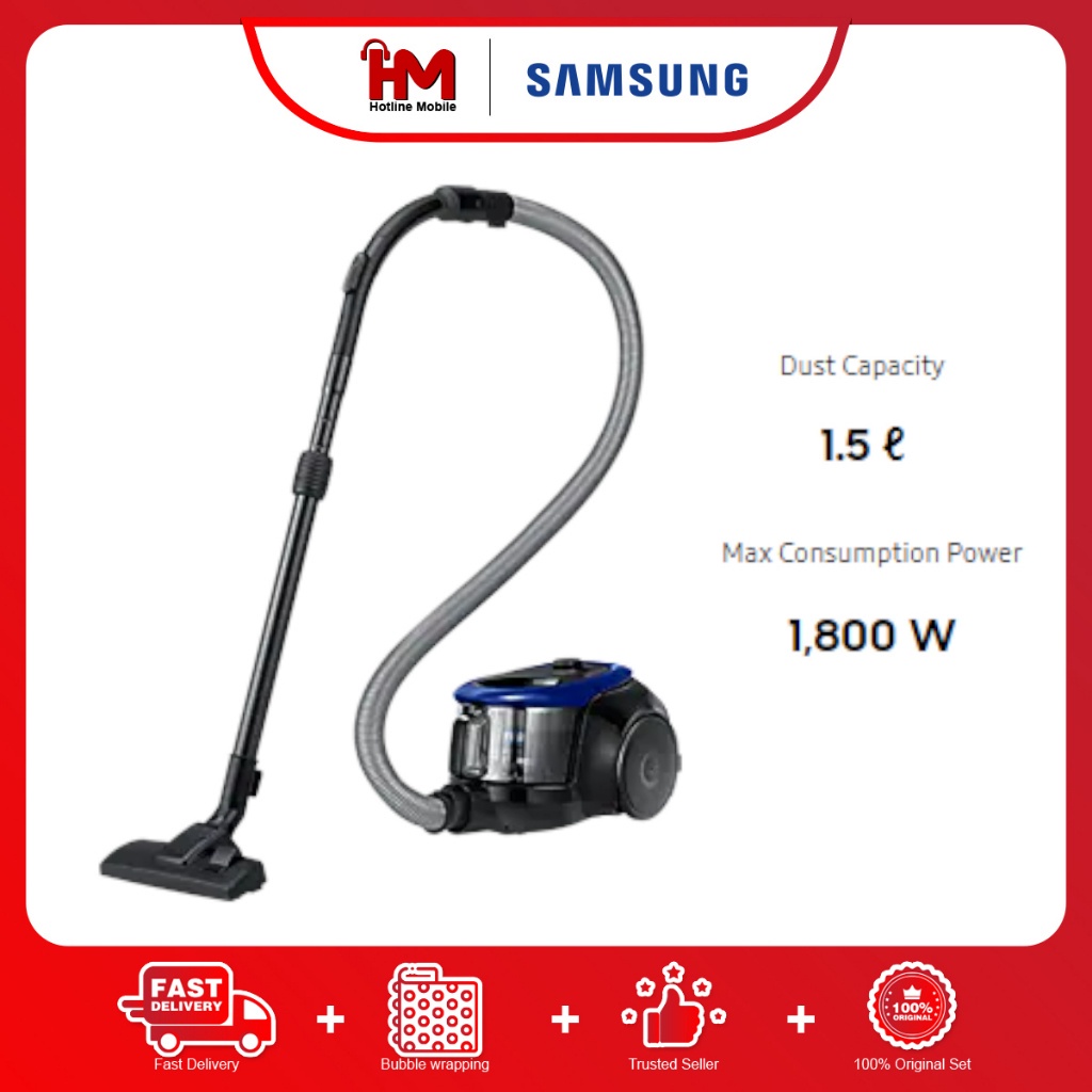 Samsung VC18M2120SB 1800W Canister Bagless Vacuum Cleaner with Cyclone
