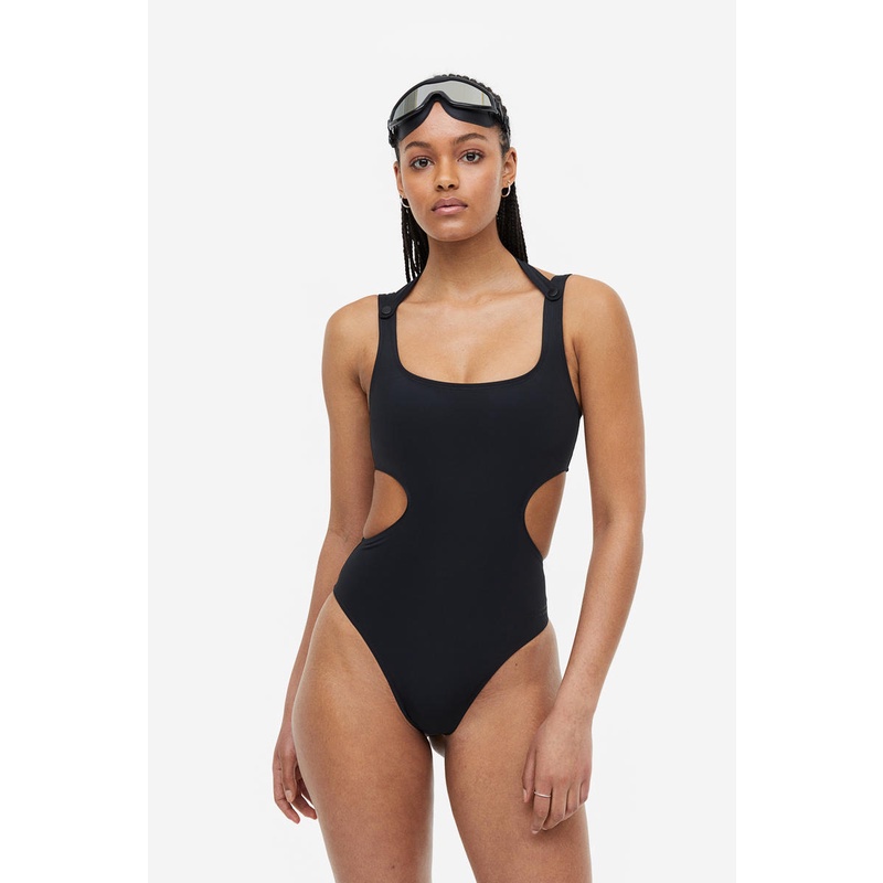 H&m black cheap cut out swimsuit