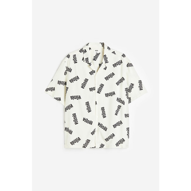 H&M Loose Fit Printed resort shirt White Light Shopee Malaysia