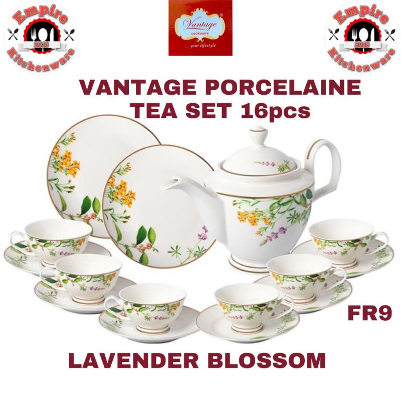 Vantage Tea Set Porcelain 16pcs Lavender Blossom | Shopee Malaysia