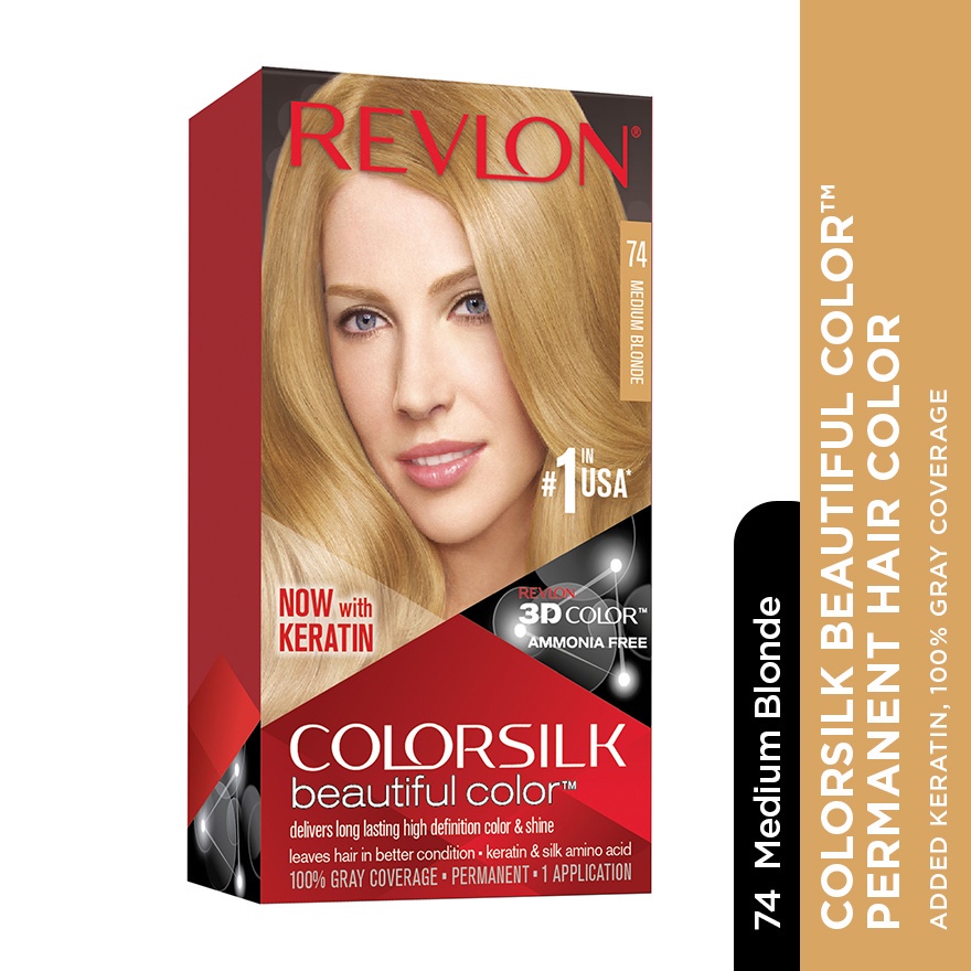 REVLON Colorsilk Beautiful Color 74 Medium Blonde 1's | Shopee Malaysia
