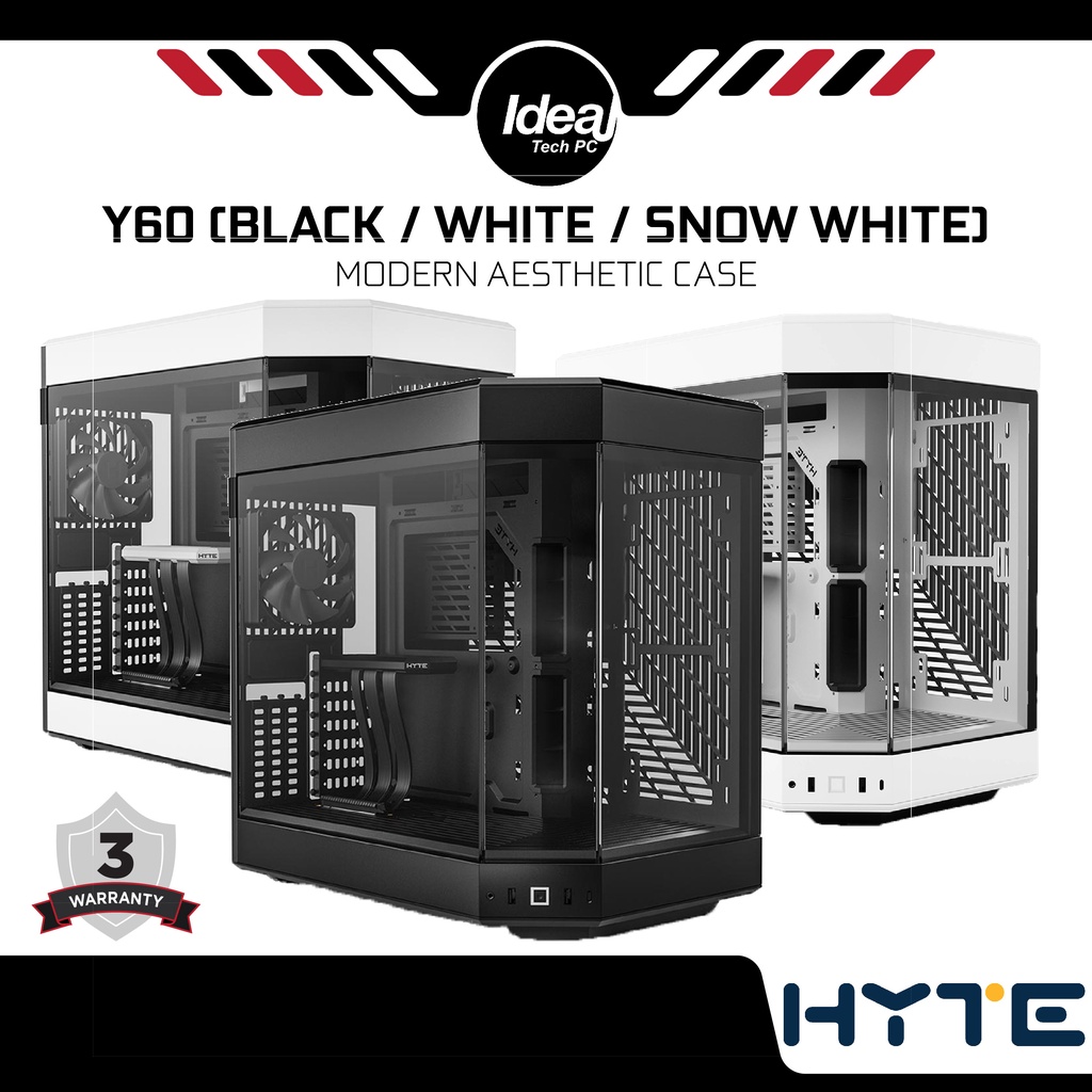 Hyte Y60 Black White Snow White Modern Aesthetic Pc Case