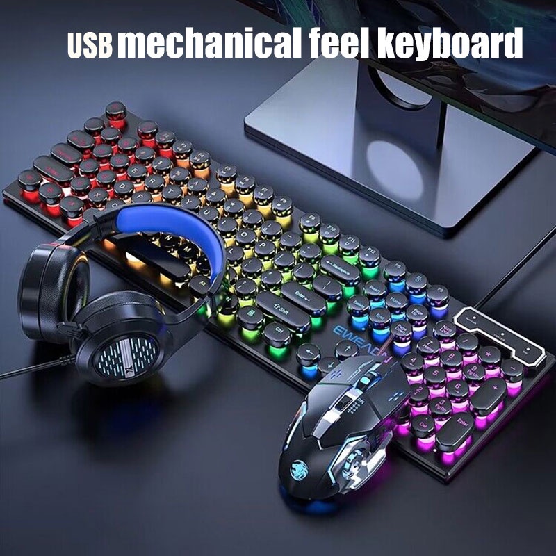 Wired gaming keyboard with cool backlit mechanical feel usb keyboard