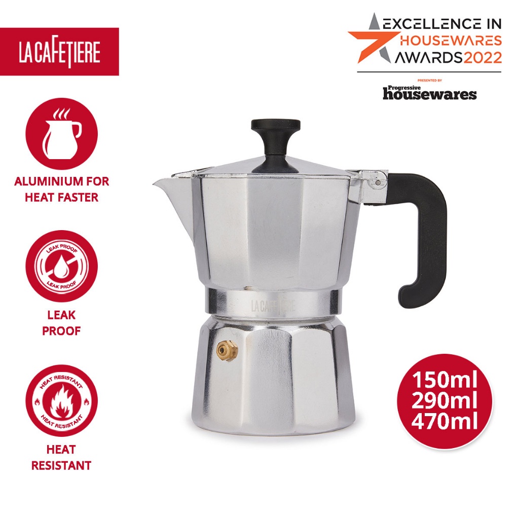 La Cafetiere Venice Aluminium Espresso Maker with Patented Valve