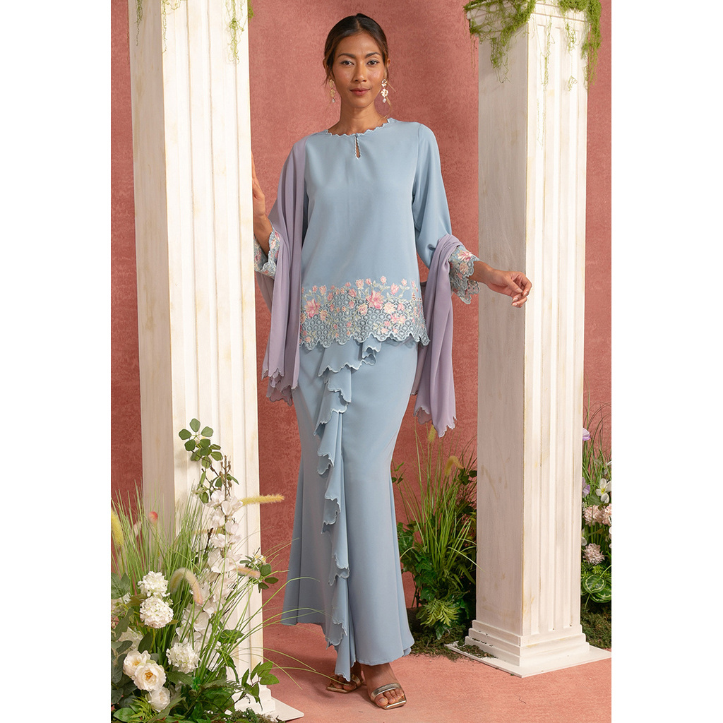 Zalia EMBROIDERY PUFF SLEEVE KURUNG SET Shopee Malaysia