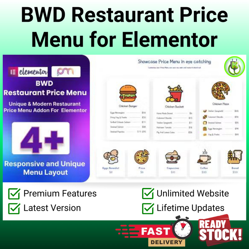 [Lifetime] BWD Restaurant Price Menu for Elementor WordPress Plugin ...