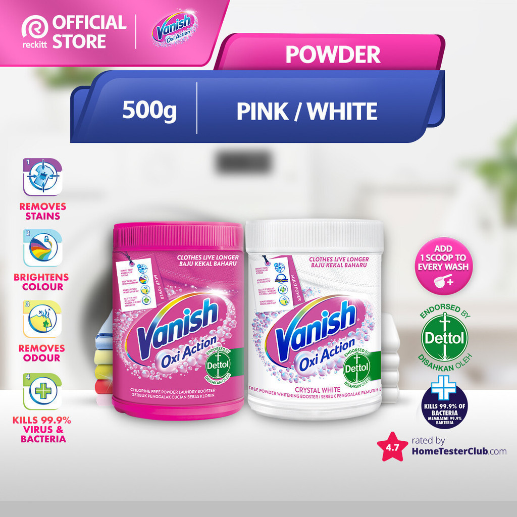 Vanish Fabric Clothes Stain Remover Powder Tub 500g (Pink/White ...