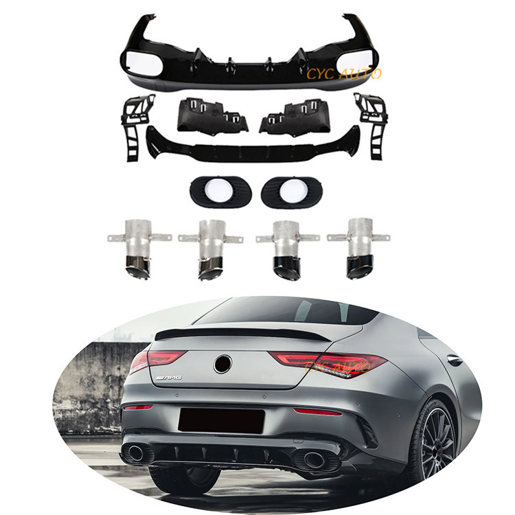 CLA35 style rear diffuser with Exhaust Pipe For Mercedes Benz CLA Class ...