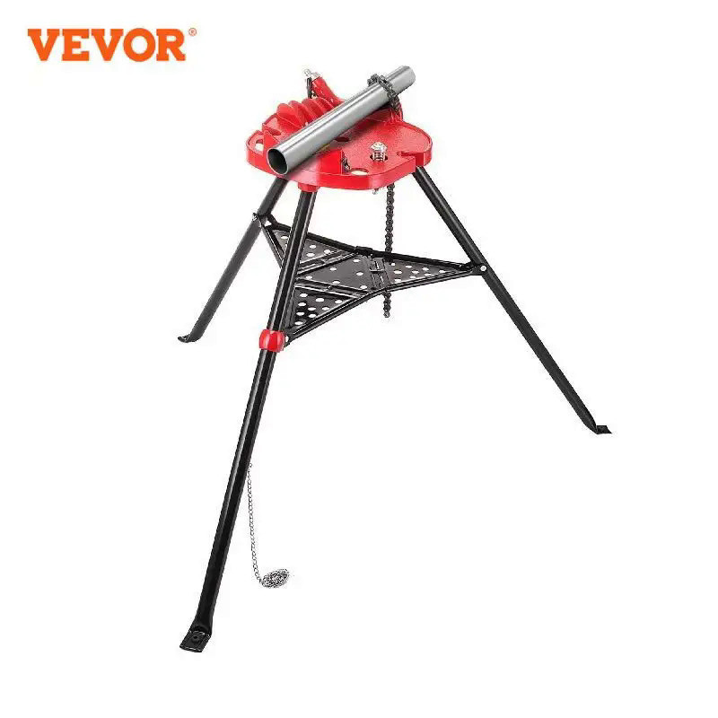 VEVOR Tripod Pipe Chain Vise 6in Capacity Foldable Steel Legs Rubber ...