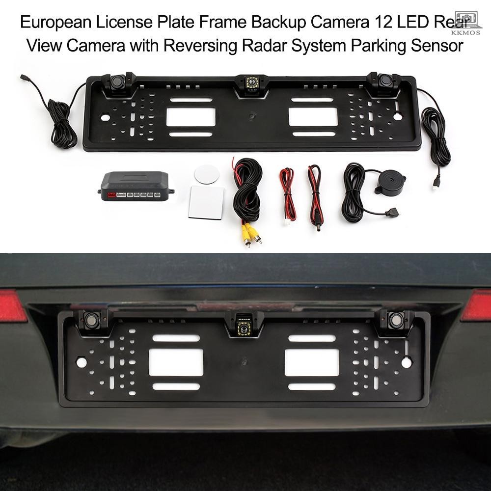 European License Plate Frame Backup Camera 12 LED Rear View Camera with