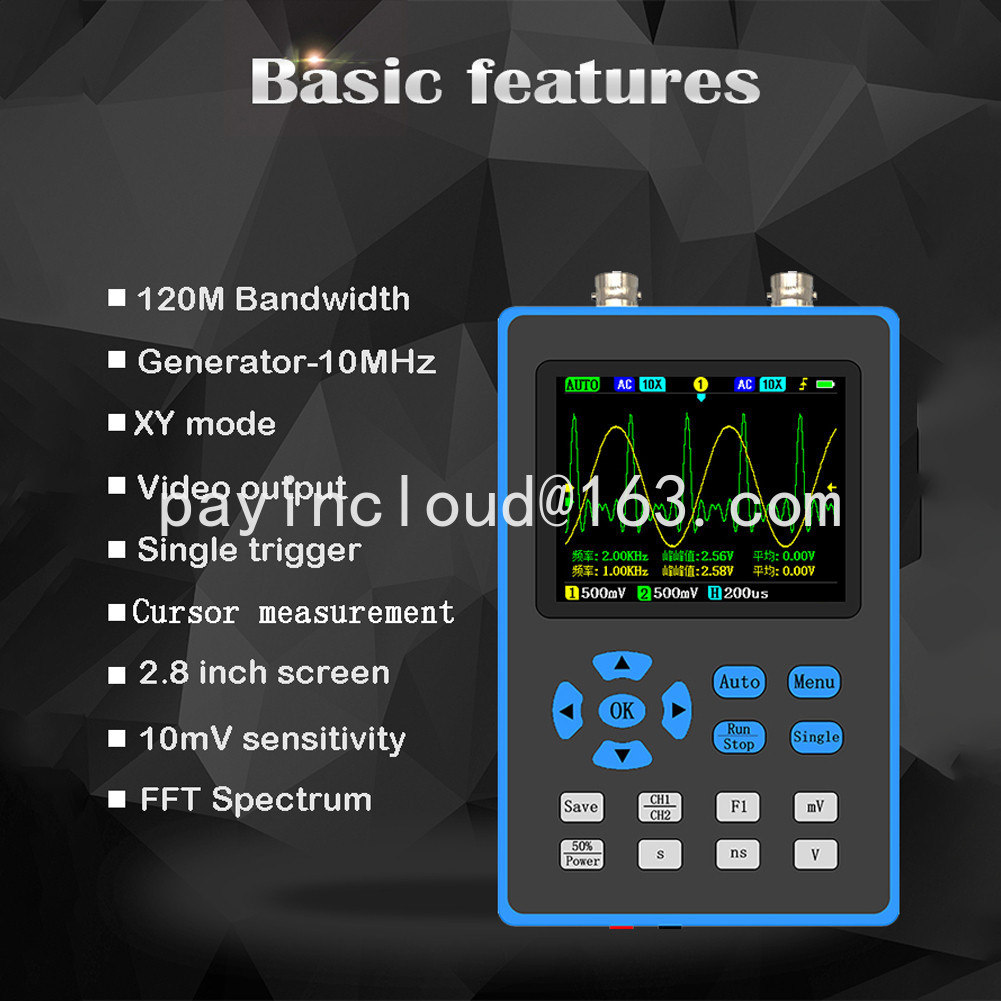 120M Bandwidth Dual Channel Oscilloscope Signal generator FFT Spectrum ...