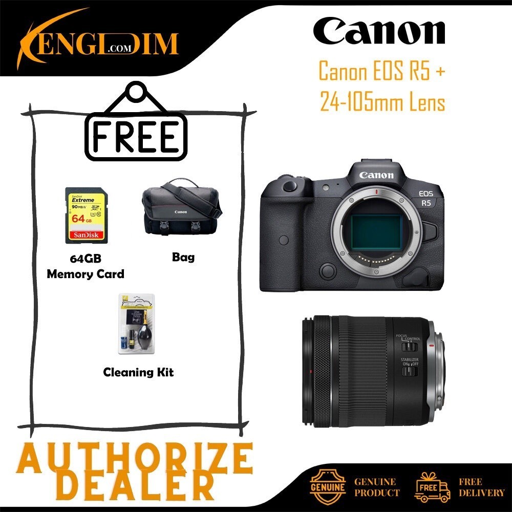 (READY STOCK) Canon EOS R5 Mirrorless Digital Camera with RF 24-105mm f ...