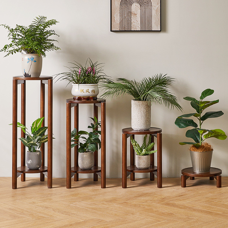 M/Jiayi Solid Wood Flower Stand Living Room Floor Storage Rack Balcony ...