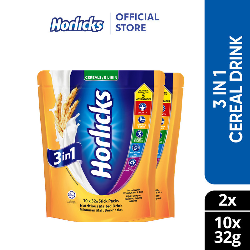 [Bundle of 2] Horlicks 3-in-1 Instant Cereal Drink (10 x 32g) | Shopee ...