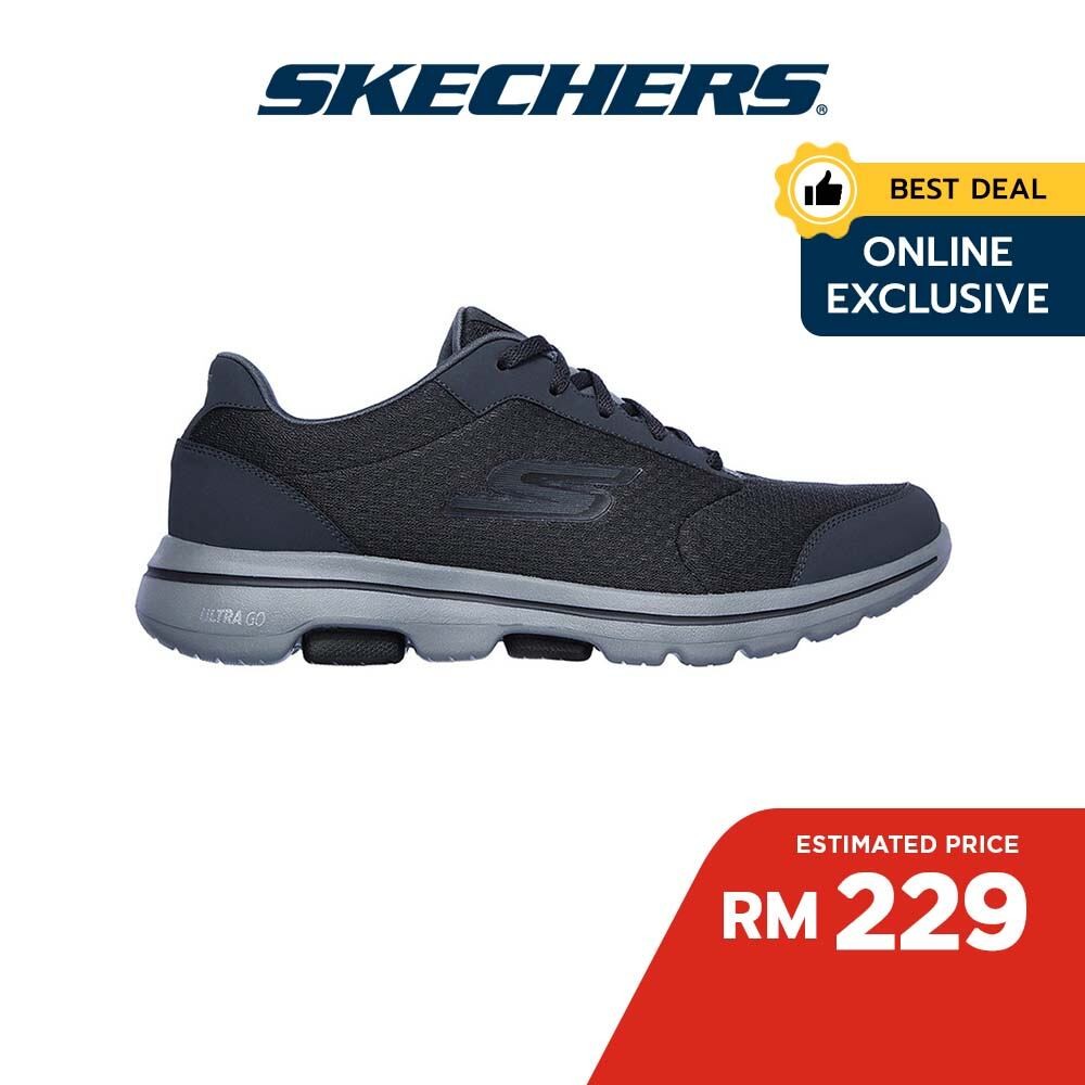 Skechers Online Exclusive Men GOwalk 5 Qualify Walking Shoes 55509 CCBK Air Cooled Goga Mat Kasut Sneaker Shopee Malaysia