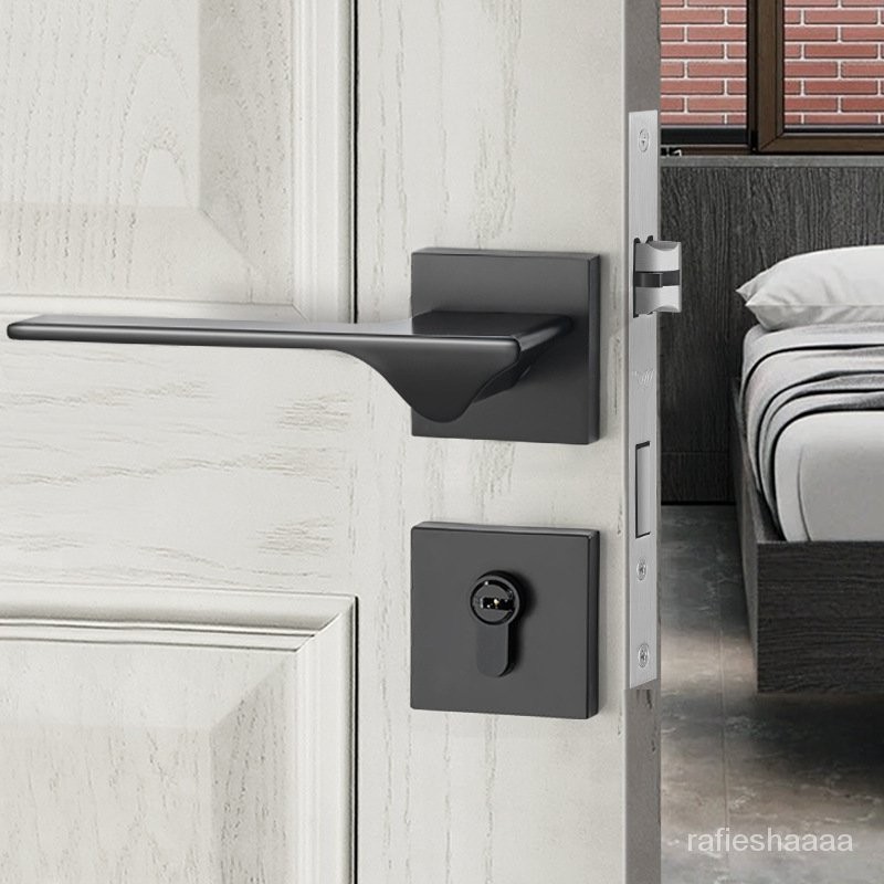 Contact seller/Indoor Bedroom Door Lock Split Mute Room Door Lock Black ...