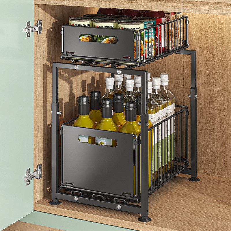 SJ-Cabinet Pull-out Storage Rack Kitchen Countertop Storage Rack Sink ...
