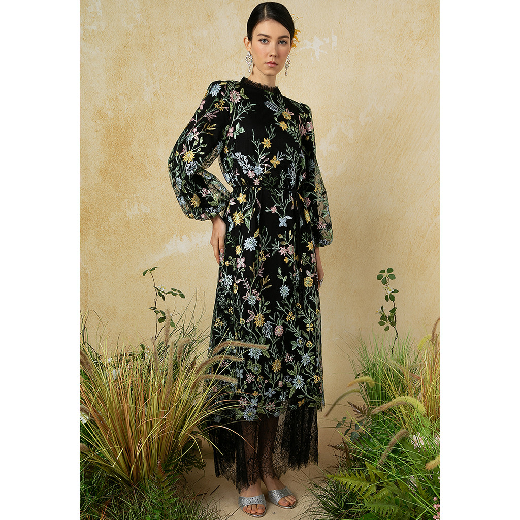 Zalia - Flora Lace Flare Dress (Female) | Shopee Malaysia